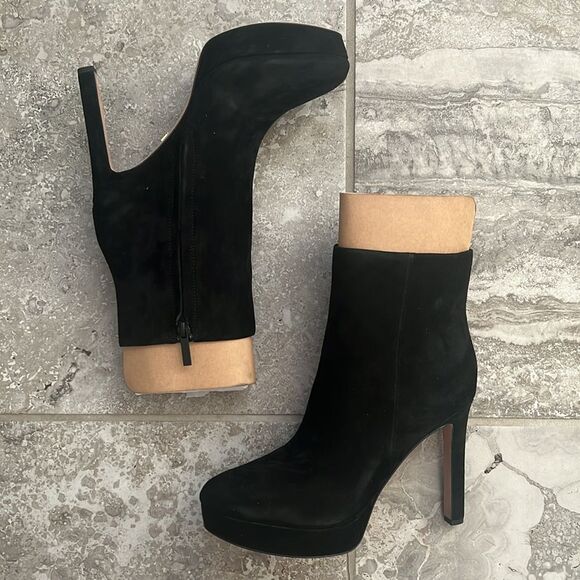 Veronica Beard Dali Suede Platform Ankle Boots Black New Size 8